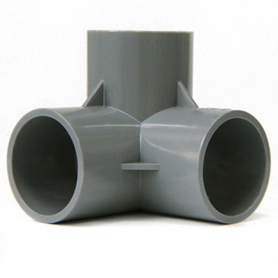 Junta plástica de ángulo recto de cuatro terminales tridimensional de las instalaciones de tuberías del drenaje del PVC